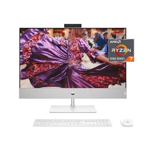آل این وان 27 اینچ HP Pavilion | Ryzen 7 5700 | رم 8GB | SSD 256GB | سفید